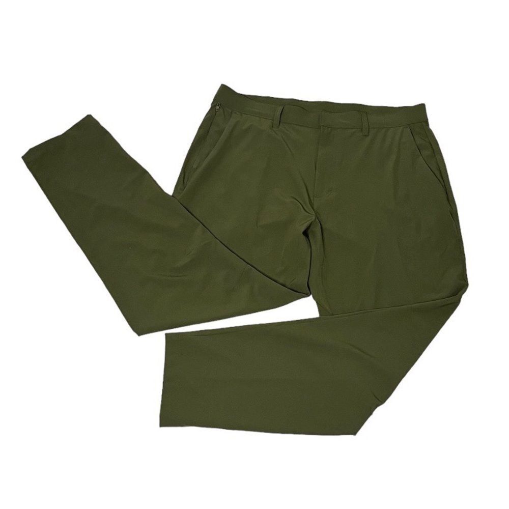 FABLETICS Mens The Only Pant Modern Classic Fit Dark Moss 5 Pockets